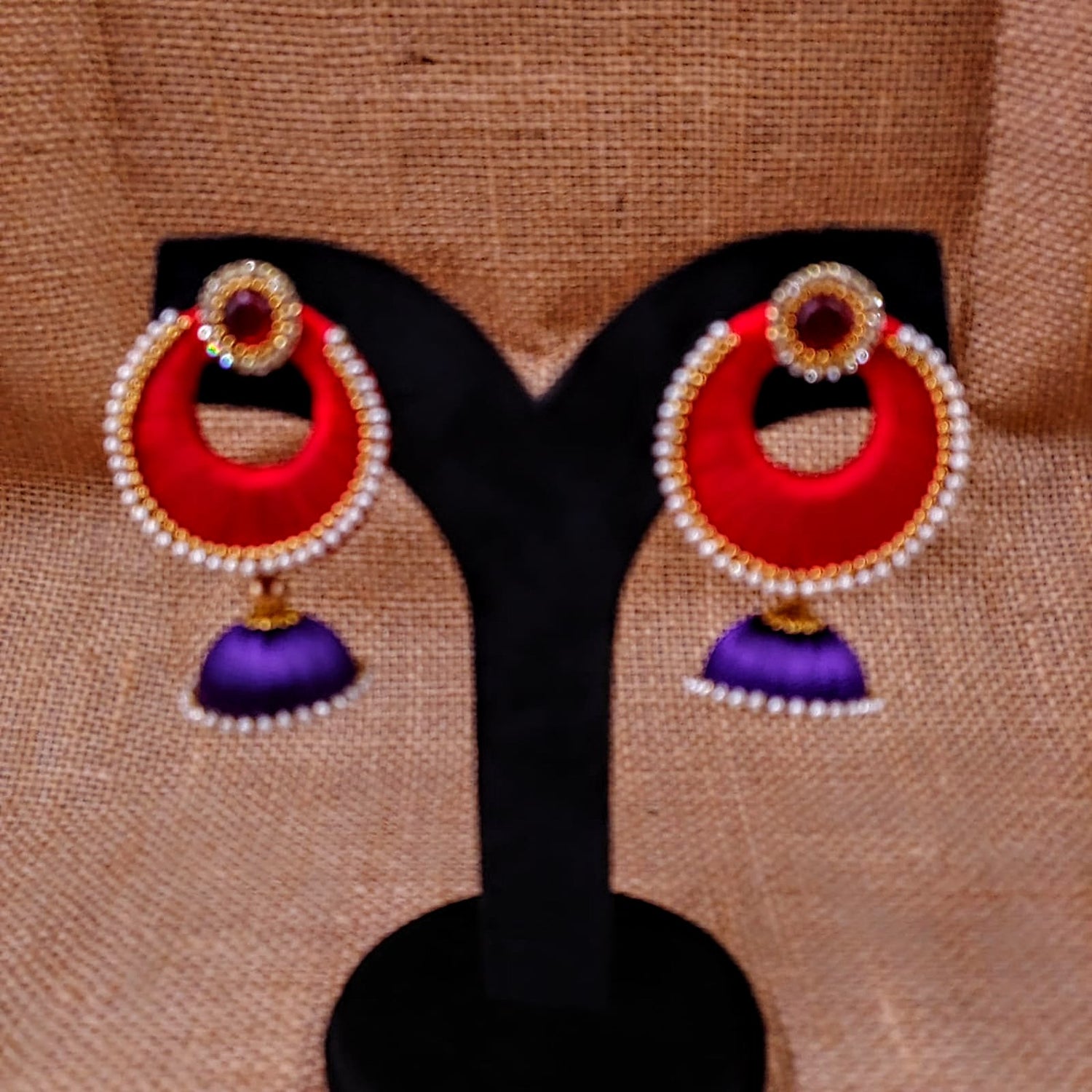 Flipkart.com - Buy Gracious Traditional Chain Loreal Silk Thread Purple  Jhumka earrings for women Silk Dori Jhumki Earring For Girls Beads Fabric  Stud Earring, Jhumki Earring, Earring Set, Plug Earring Online at