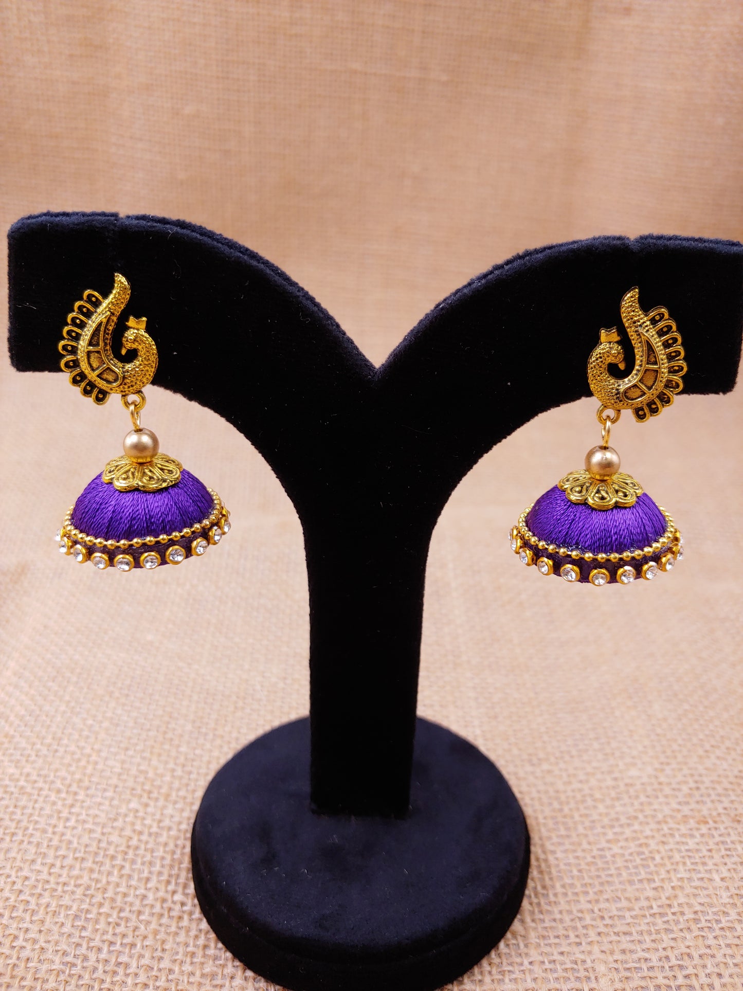 Traditional Peacock Silk Thread Jhumkas