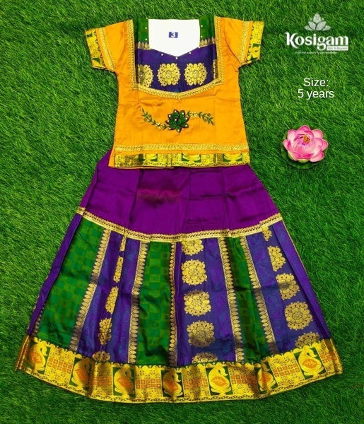 Ethnic kids ready to wear pattu pavadai