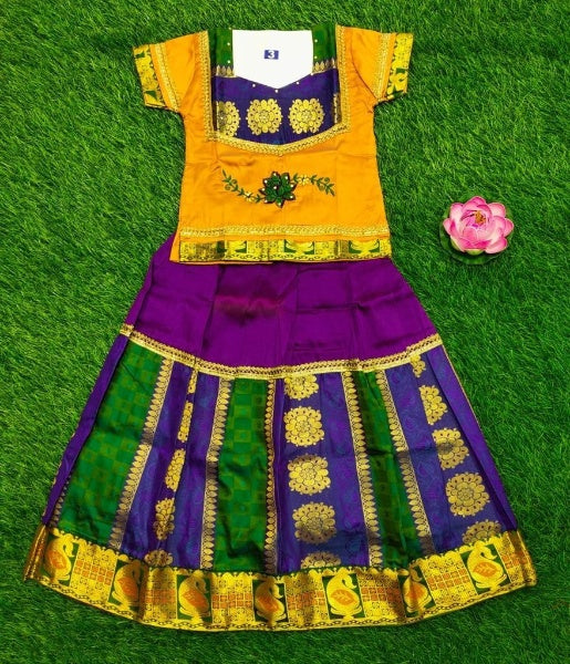 Ethnic kids ready to wear pattu pavadai