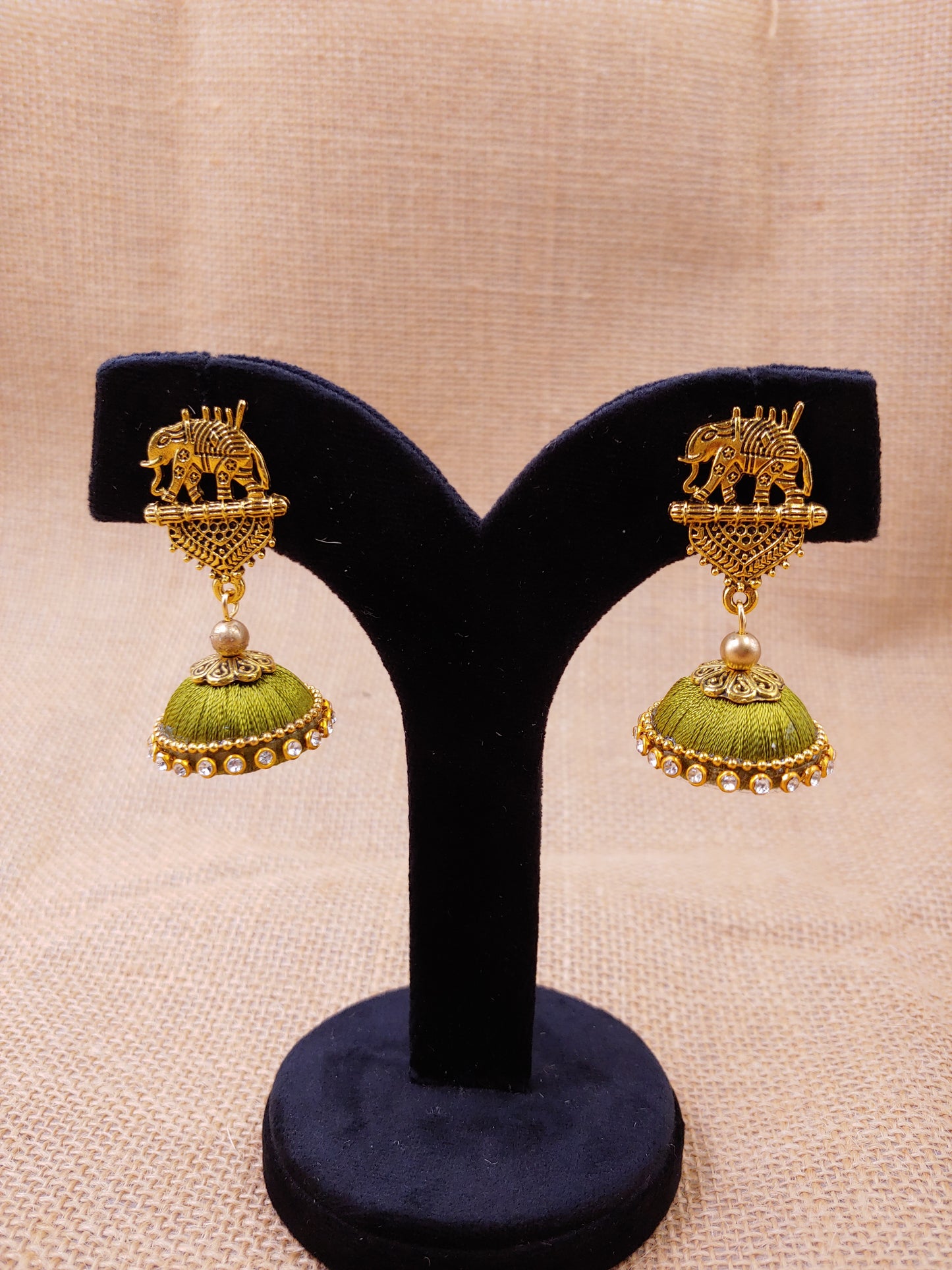 Traditional elephant Silk Thread Jhumkas