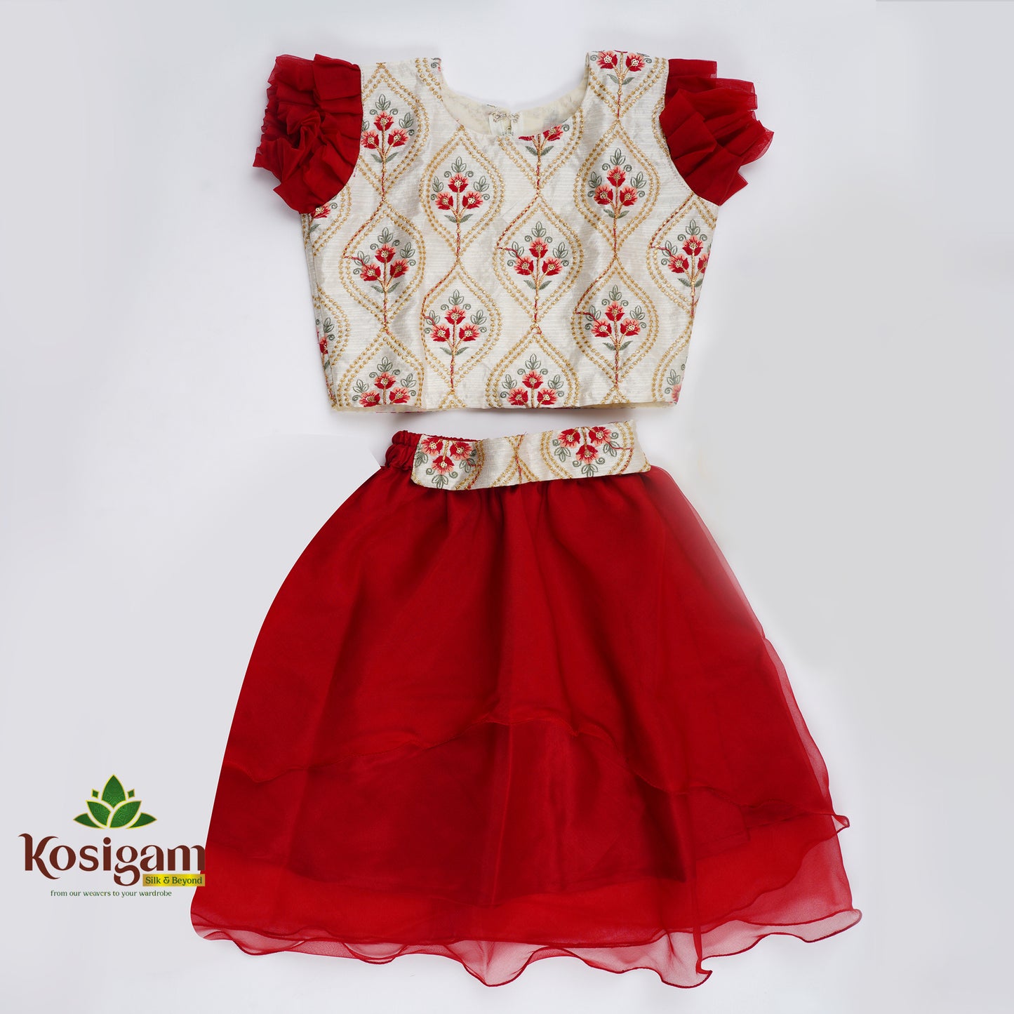 Banarasi top with Organza Lehenga for 0 to 6 years