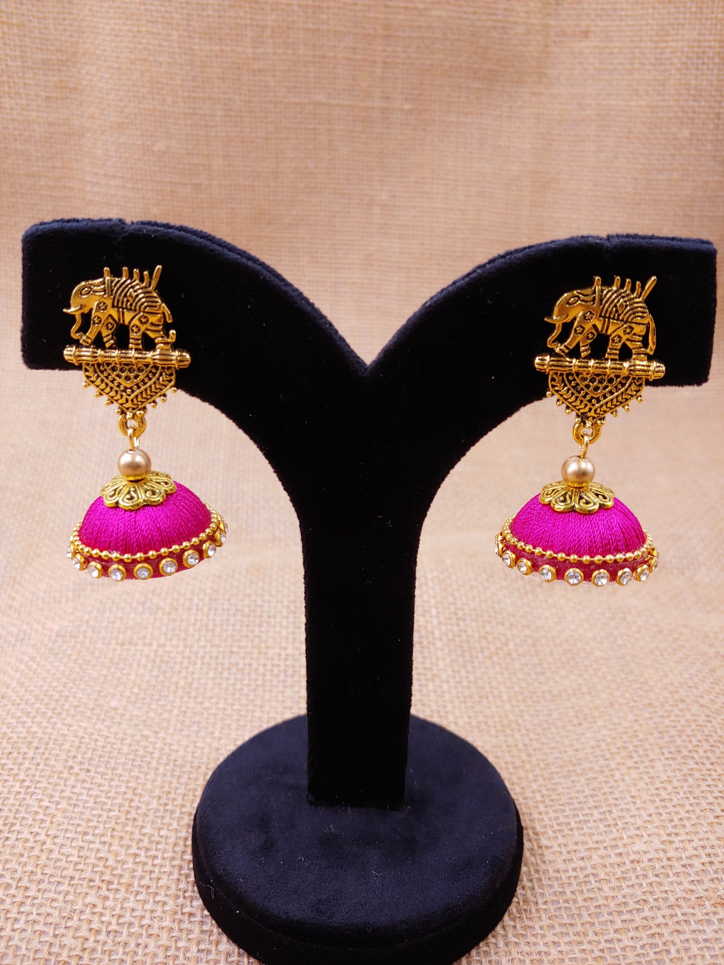 Traditional elephant Silk Thread Jhumkas