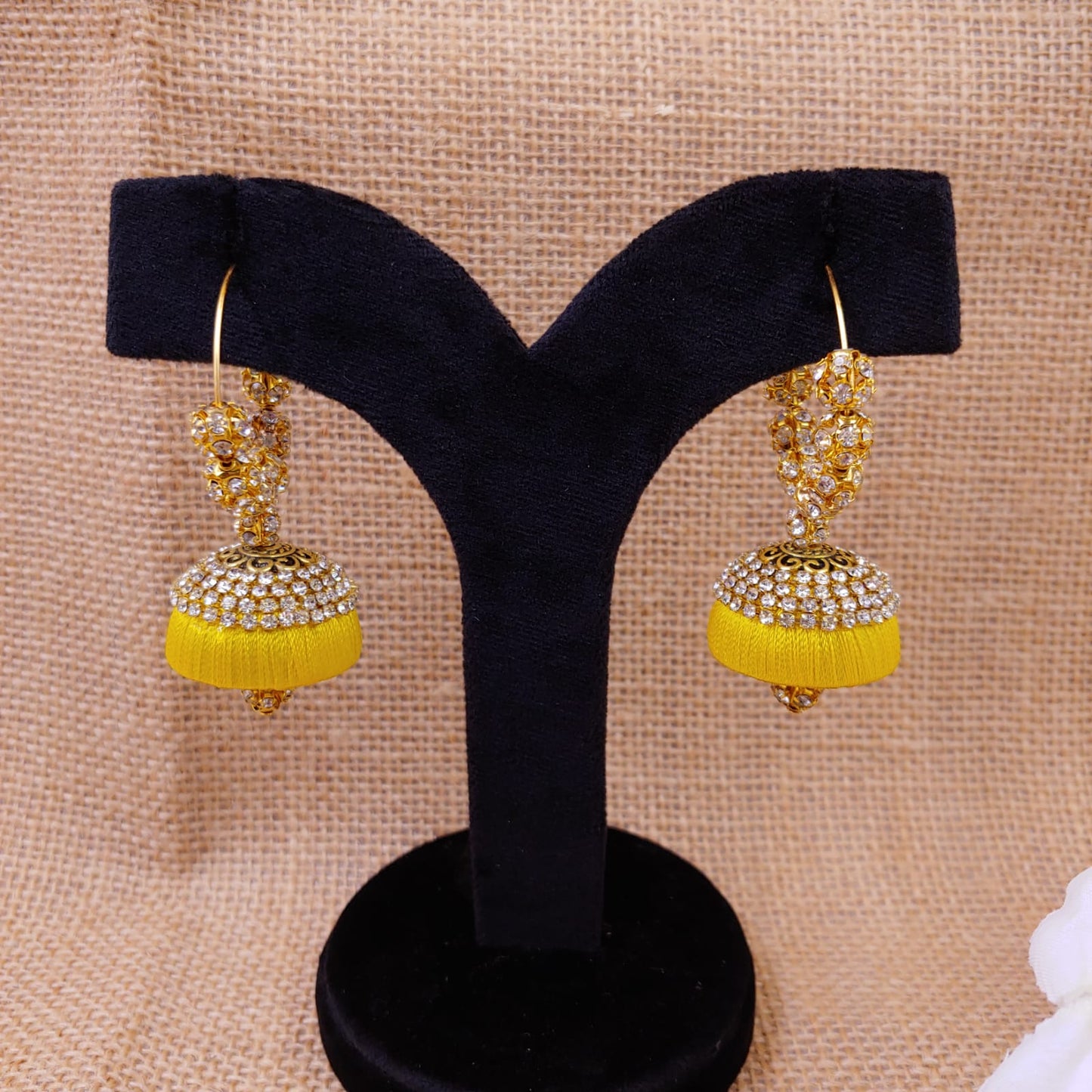 Stone work Silk Thread Jhumkas