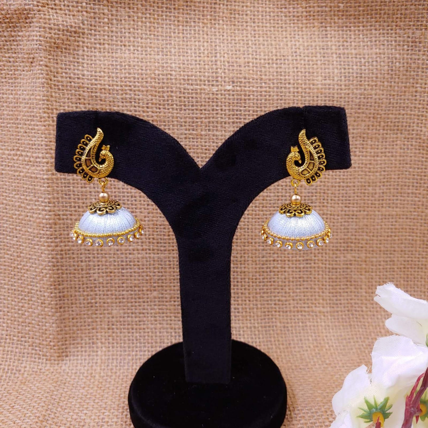 Traditional Peacock Silk Thread Jhumkas