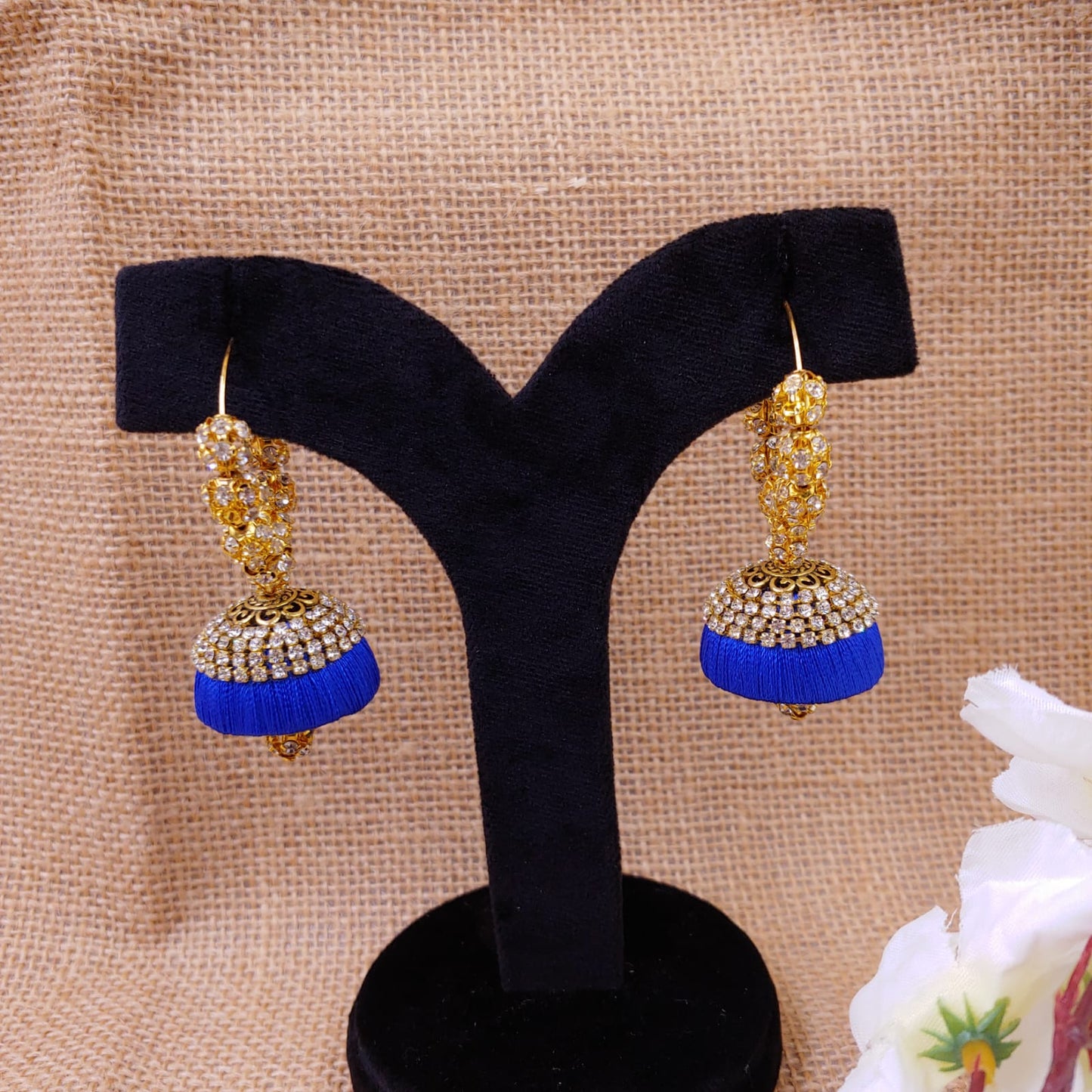 Stone work Silk Thread Jhumkas