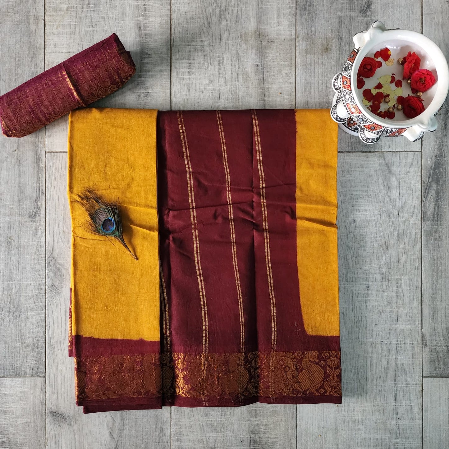 Madurai Sungudi Cotton with Jacquard Blouse