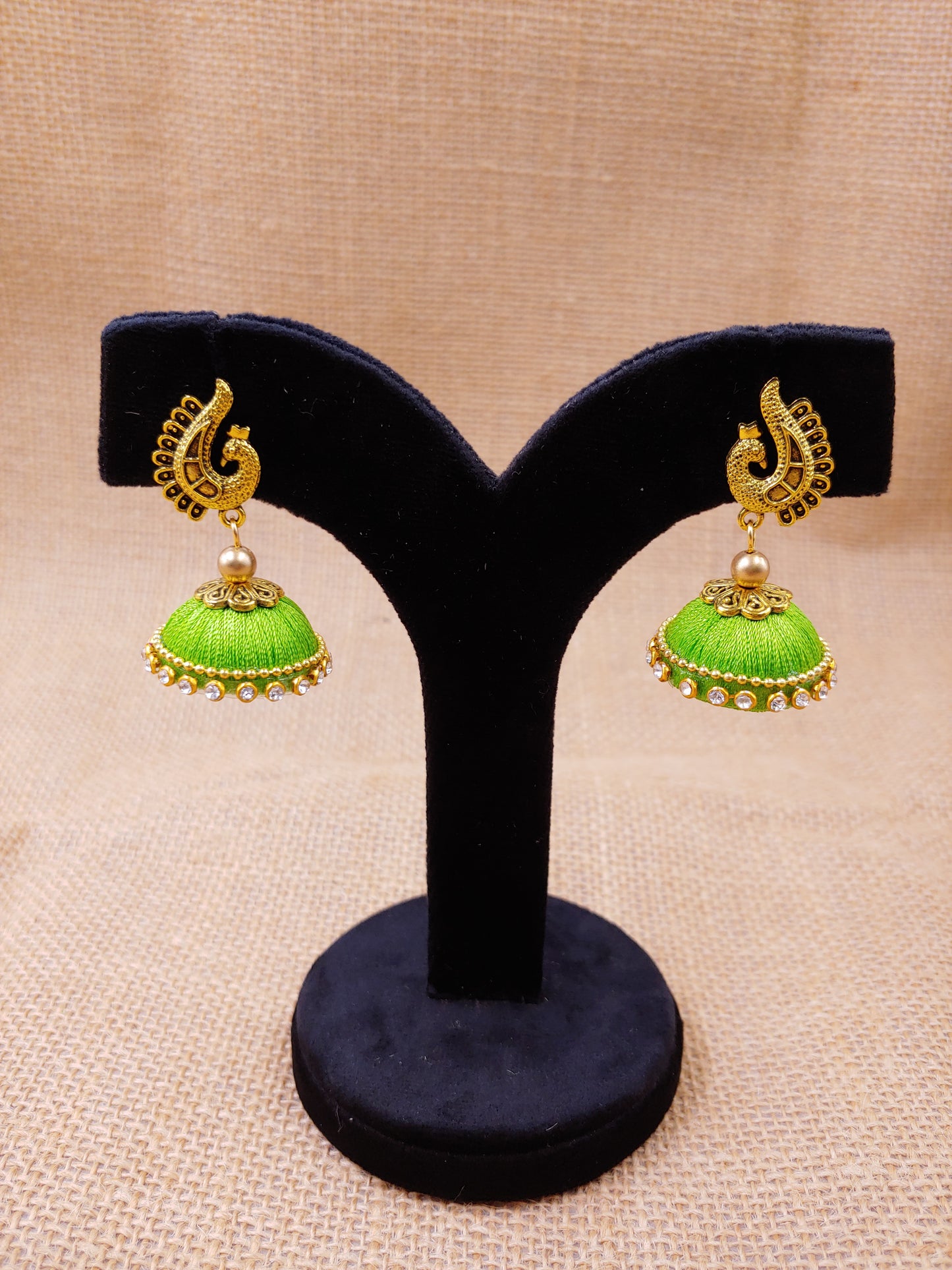 Traditional Peacock Silk Thread Jhumkas