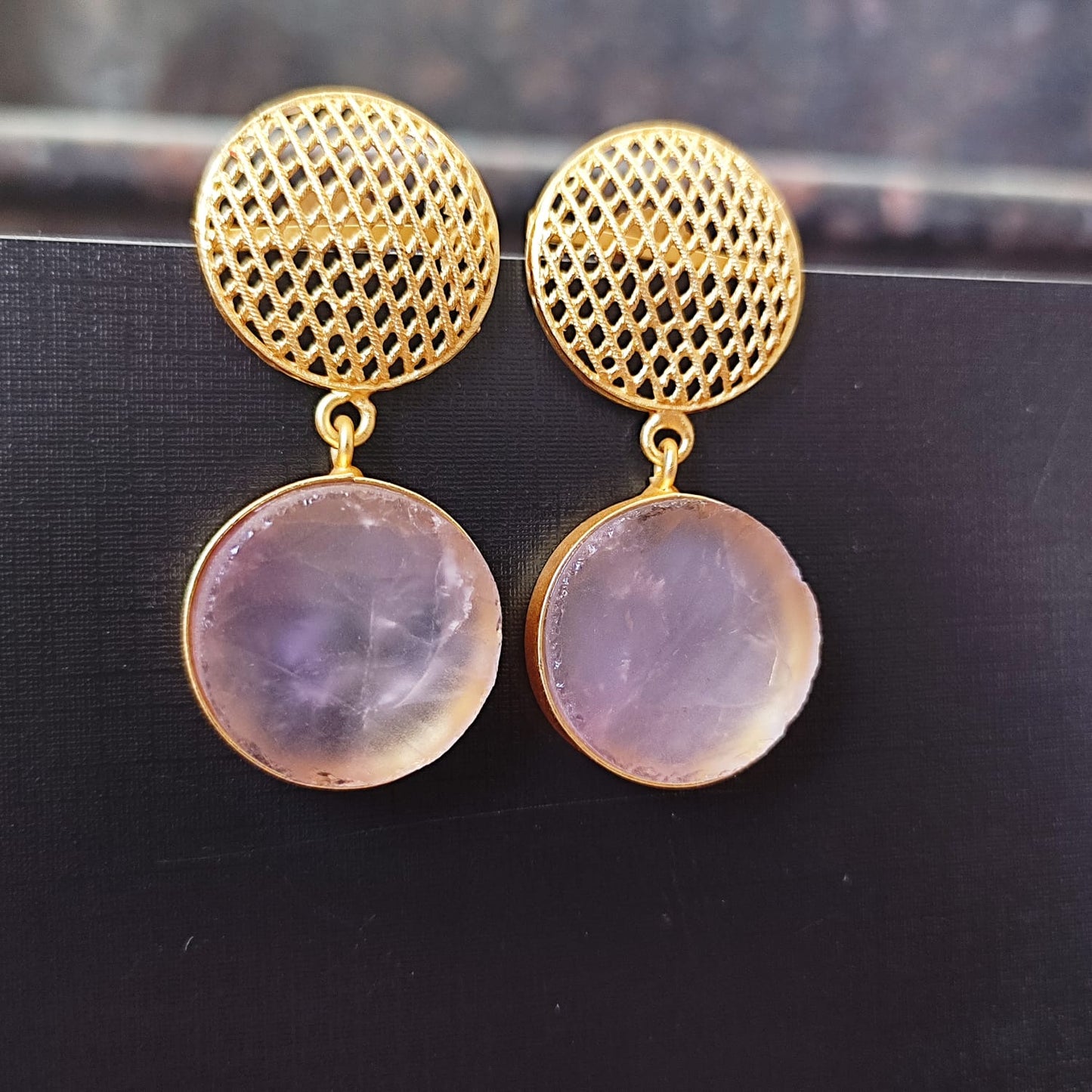 Natural Stone with Pearl Earrings