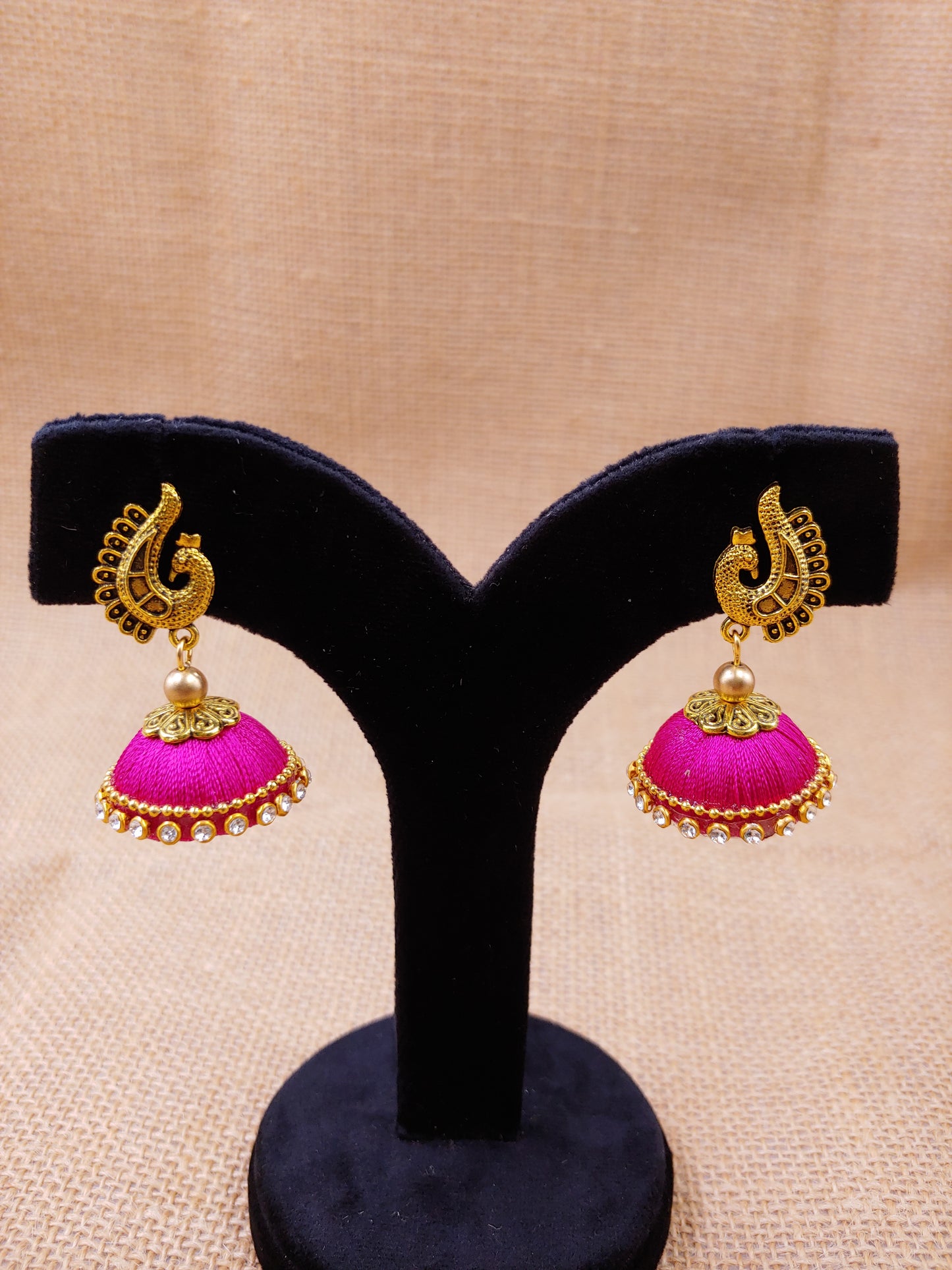 Traditional Peacock Silk Thread Jhumkas