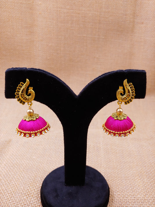 Traditional Peacock Silk Thread Jhumkas