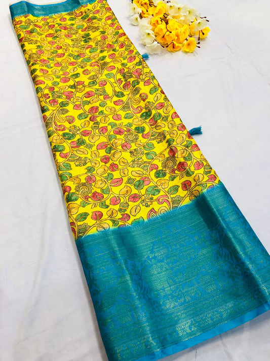 Digital Kalamkari Print Trending Saree