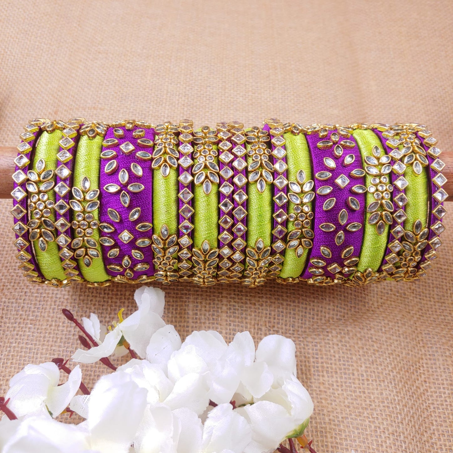 Yellow & Pink Silk Thread Bangles Set – Le Pleat